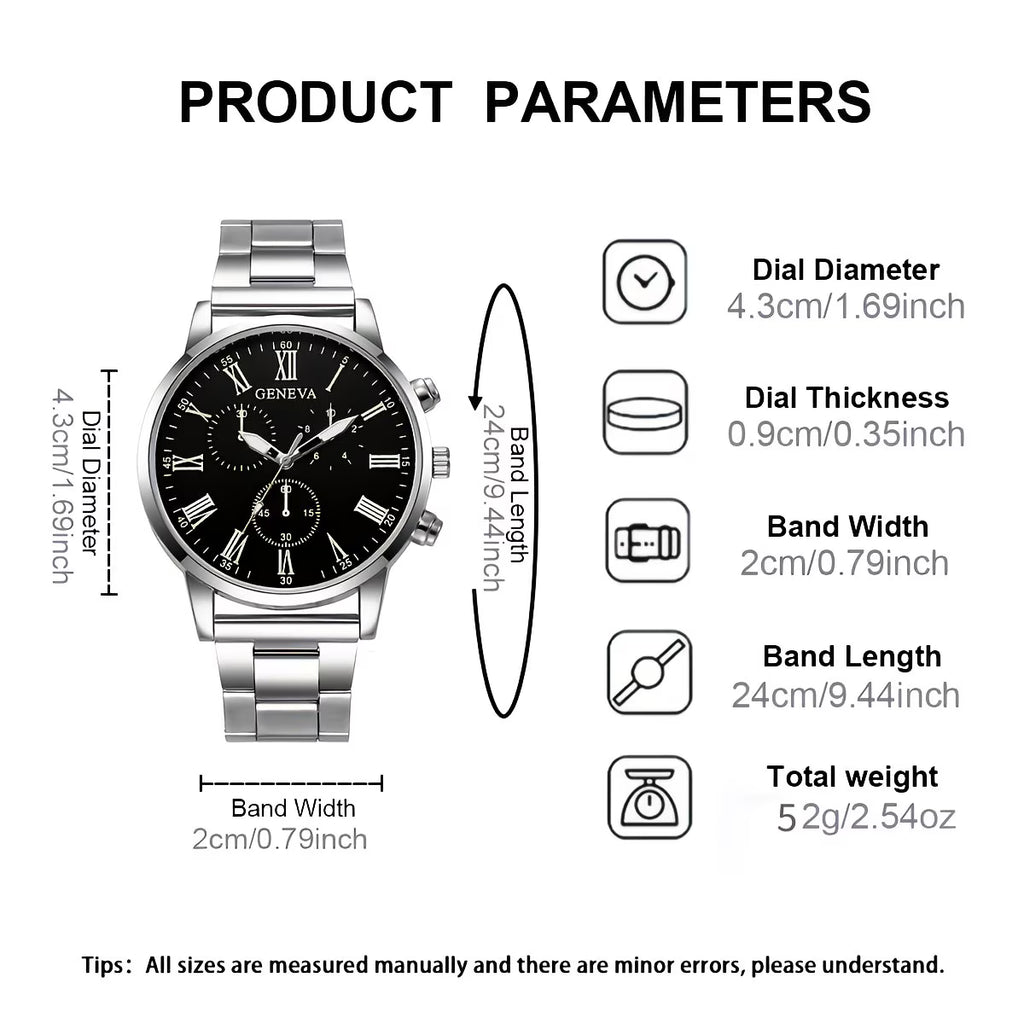Luxury Watch & Chain Set – Minimalist Gift for Him ⌚